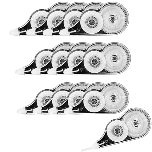 lylqmy Set van 12 correctiestanden, 12 m x 5 mm, correctieroller, mini-correctieroller, met beschermkap en raamcorrectie, roller voor scholieren, kantoor, thuis, schoolspullen (zwart) (stijl 1)