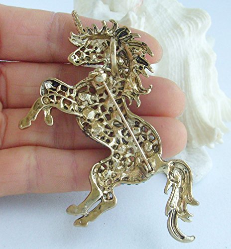 Image of Unique Animal Unicorn Horse Brooch Pin Pendant Austrian Crystal BZ6172