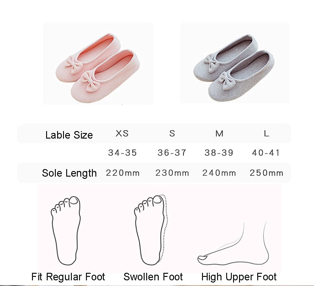 Ballerines Femme Confortable, Chaussons Pantoufle d'été et d'Hiver en Coton, Pantoufles Fermées