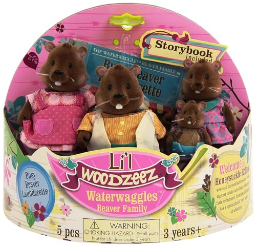 Li'l Woodzeez Waterwaggles Beaver Family Set with Storybook