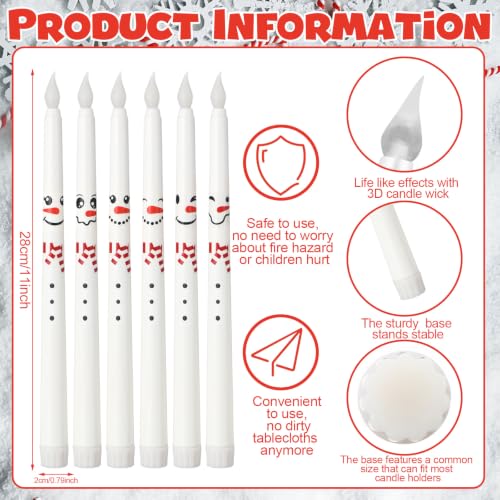 Image of Aurelema 6pcs Snowman Flameless Taper Candles with Remote for Decor Gifts