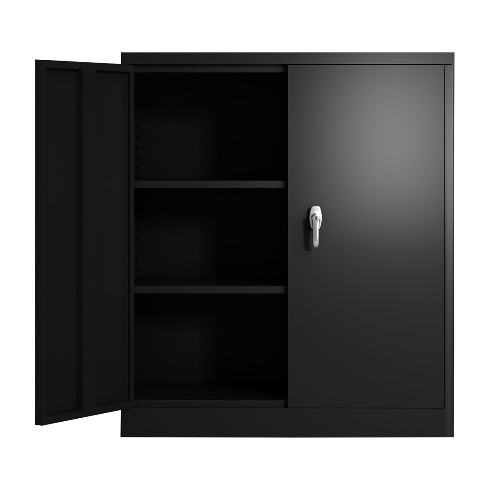 Photo 1 of **DAMAGE**GREATMEET Metal Storage Cabinets with Lock,Steel Storage Cabinet with 2 Adjustable Shelves for Home Office Storage Cabinet with Handle Security Lock (Black) 36"L x 18"W x 41.6"H
