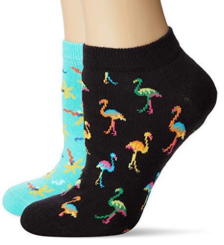 Happy Socks Damen 2-pack Flamingo Low Sock Füßlinge, Mehrfarbig (Multicolour 930), 4/7 (Herstellergröße: 36-40) (2er Pack)