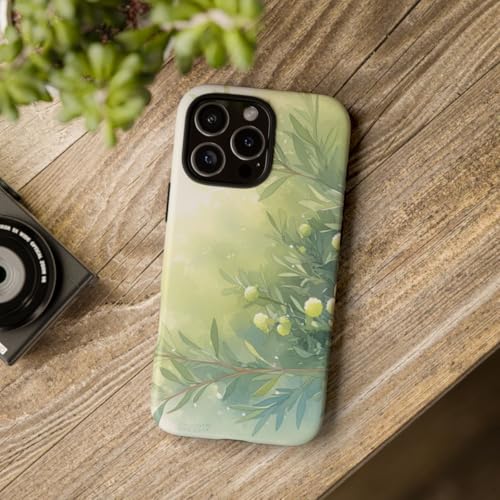 Coque iPhone 16 Pro Max rigide mate avec illustration aquarelle botanique verte - 4