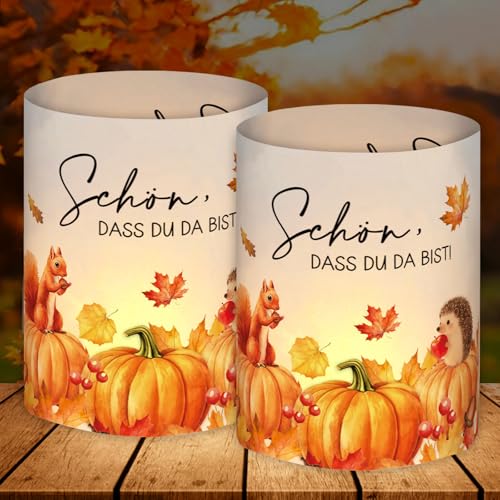 12 Windlicht Herbst, Herbstdeko Innen Wohnzimmer Modern, Herbst Dekoration Aesthetic, Fall Decor Tisch, Autumn Decor Set, Herbstblätter kürbisse Thanksgiving Deko, Geeignet für Teelichter oder Kerzen