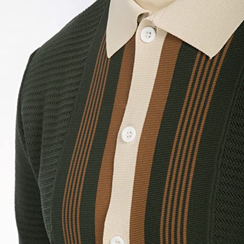 PJ PAUL JONES Men‘s Button Down Polo Shirts Striped Knitted Cardigan Sweaters4