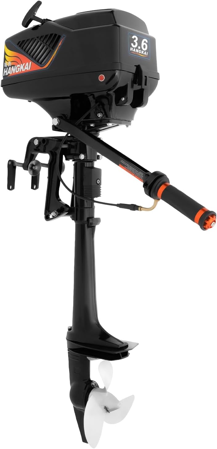 Outboard Engine Petrol, Engine Outboard Motor with Water and Air Cooling, Fishing Boat Dinghy Engine with CDI Ignition System, for Boat Dinghy Kayaks, Lightweight，Black (2-Stroke 3.6HP)