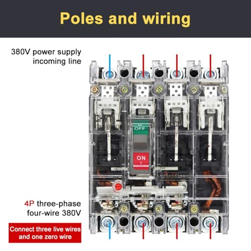 MCCB 4P 250A disjoncteur à boîtier moulé monophasé 4 pôles