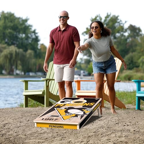YouTheFan NHL Pittsburgh Penguins 2’ x 4’ Professional Wood Cornhole Game with Logo Bags - Image 6