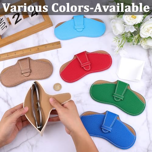 Image of CREATCABIN Soft Leather Glasses Case Slim Sunglasses Case Bag Portable Lightweight Travel Eyeglasses Spectacle Holder Pouch Cover with Cleaning Cloth Gift for Women Men Holiday 6.9x3.4 Inch Sliver