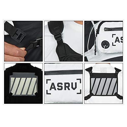 GAESHOW Borsttas Hip Hop Streetwear Mannen Verstelbare Borst Rig Vest Functionele Waterdichte Draagbare Taille Packs Tas voor Hardlopen Sport Wandelen Camping Fitness Reizen, Kleur: wit, - Image 7