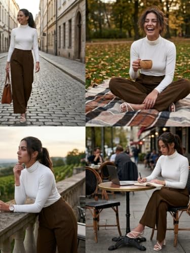 Image of Leriya Fashion Women High Waist Polycotton Formal Trousers | Summer Breathable Wide Leg Pants with Pockets |Casual, Office & Travel Outfits