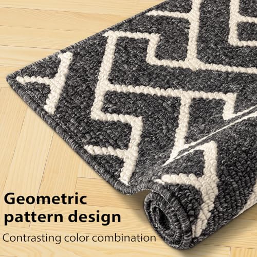 Image of hicorfe Indoor Door Mat,Set of 2 Non Slip Welcome Mats for Floor,Comfort Washabe Carpet for Hallways Entryway Laundry Room(20 inchx32 inch+20 inchx59 inch,Dark Grey)