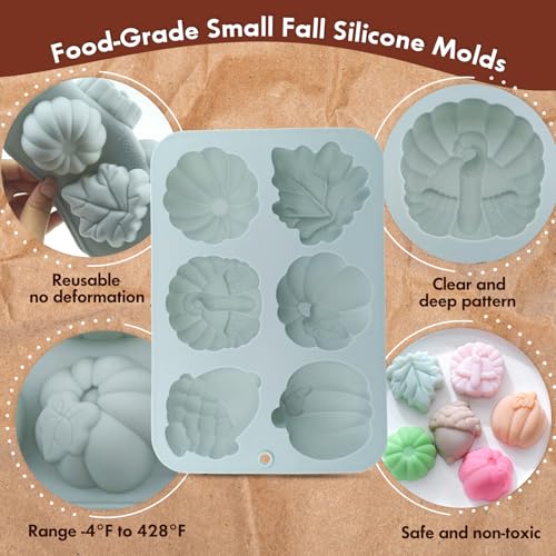 Image of 2PCS Thick Thanksgiving Molds, 6-Cavity Turkey, Pumpkin, Acorn Designs