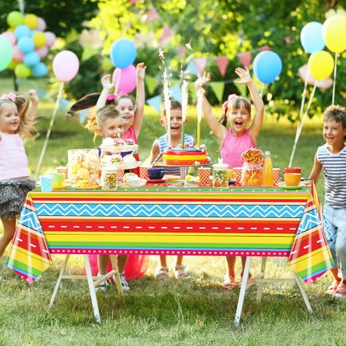 Image of Hxezoc Cinco De Mayo Printed Tablecloths, 54 x 108 Inch Disposable Plastic Table Cover for Mexican Holiday Decorations Outdoor Indoor Party Supplies