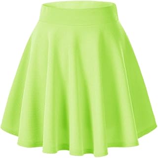 Casual Mini Stretch Waist Flared Plain Pleated Skater Skirt