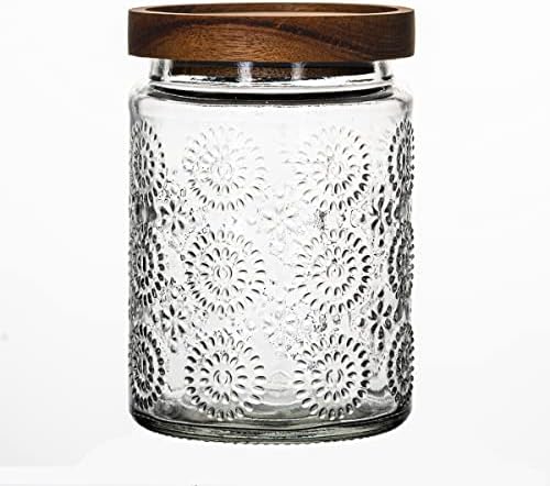 HolaJia Glass Jar with Lid – 24 oz Glass Storage Containers – Premium Jars with Airtight Lids for Coffee, Rice, Sugar – Decorative Cookie Jars for Kitchen Counter, Pantry(Fireworks)