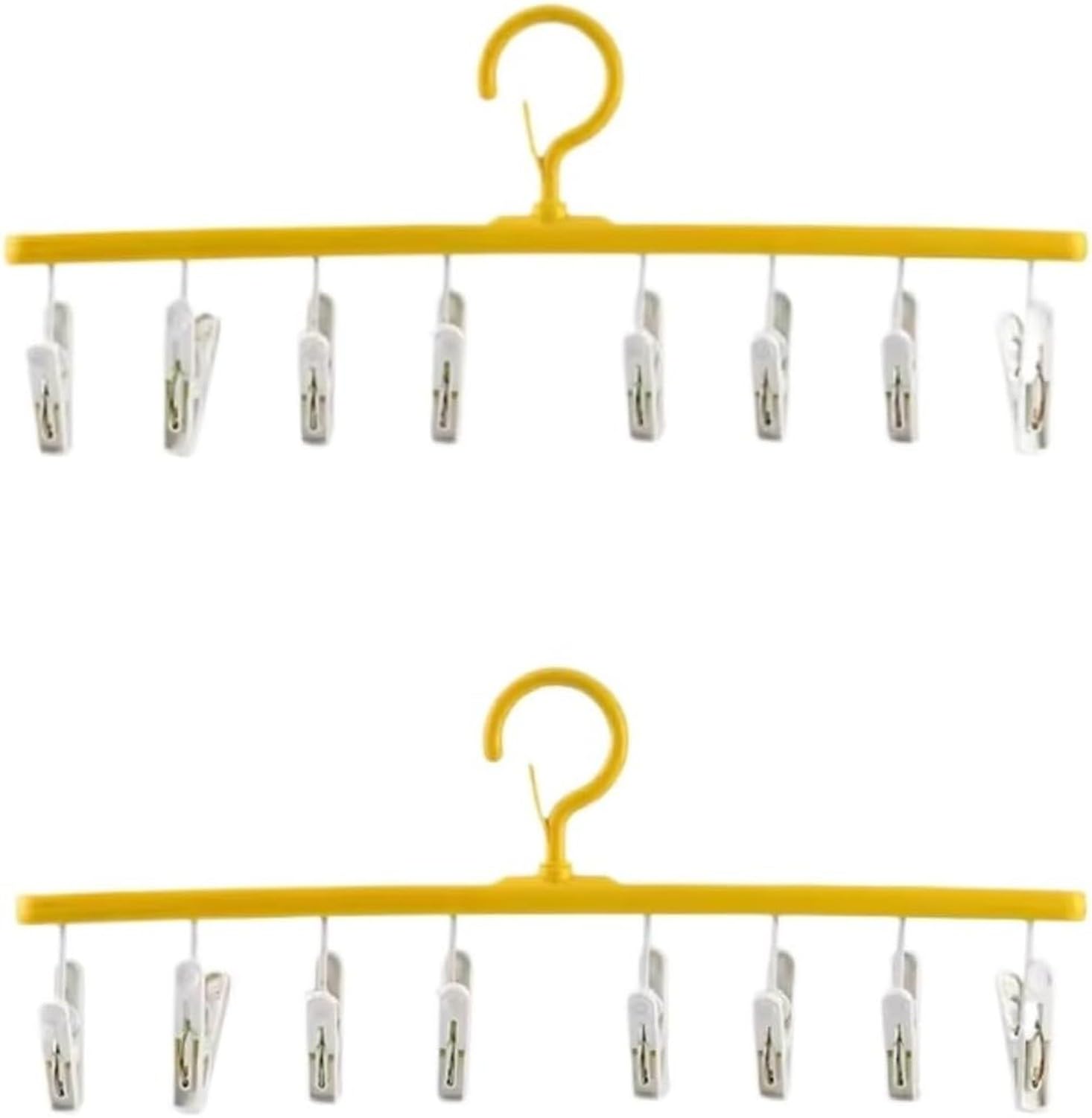 XIUNYIE Hangers Clothes Drying Hanger with 8 Clips 360 Degree Rotatable Windproof Plastic Laundry Hanger Underwear Durable for Suit Pink, Yellow, 2pcs