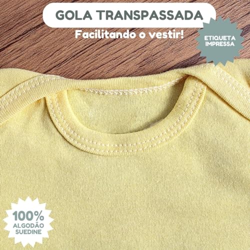 Conjunto de Body Mijão Touca Luva Sapatinho Bebê Menina Recém Nascido (Amarelo, RN)