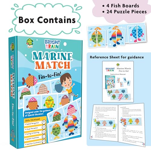 Image of Bright Brain Marine Match Fish Puzzle Game | Fish Matching Sorting Toy for Kids Ages 3+ | Educational Gift for Boys & Girls | Special Educator Designed Learning Activity