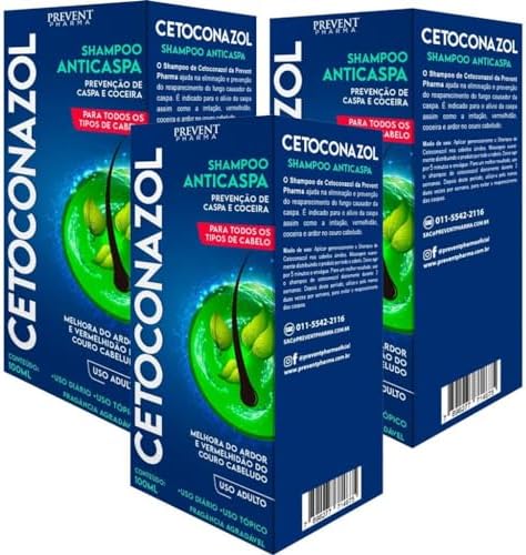 Kit 3 Shampoo Cetoconazol Prevenção Anticaspa Coceira Vermelhidão 100ml Prevent Pharma