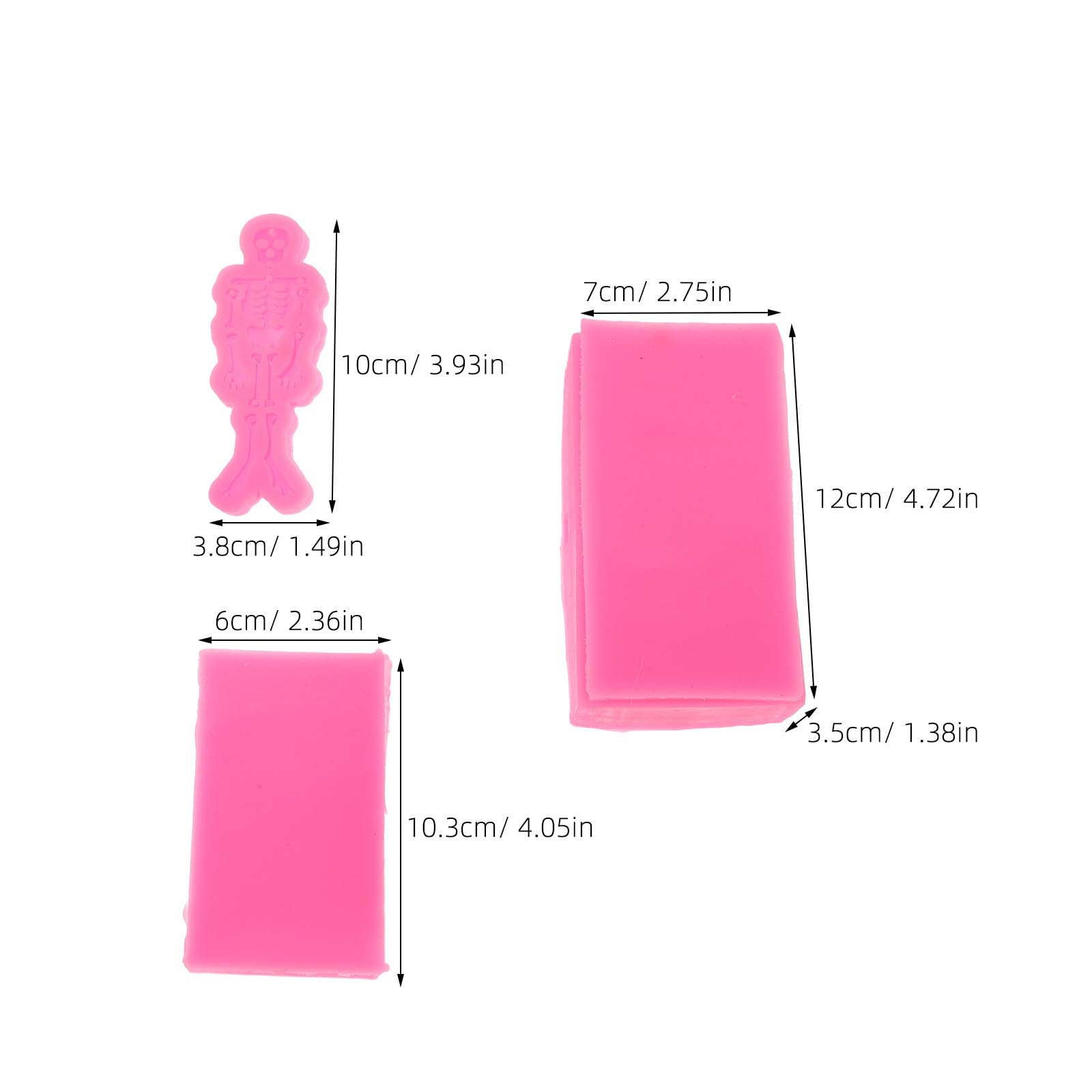 Moule à Cercueil en Silicone Rose 3pcs, pour Fête Halloween, Résine