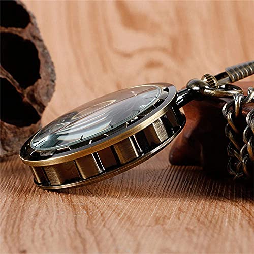 Reloj de bolsillo mecánico que evita pilas con estilo de bronce retro 3