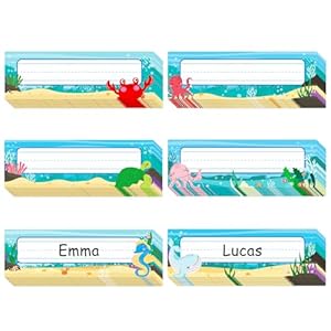 WhatSign 36Pcs Name Plates for Classroom Desk Sea Animal Personalized Desk Name Tags Stickers for Kids Students Adhesive Labels School Classroom Decorations Students Teachers Back to School Supplies