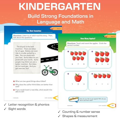 Image of Summer Blast: Getting Ready for Kindergarten - Full-Color Workbook for Kids Ages 4-6 - Reading, Writing, Art, and Math Worksheets - Prevent Summer Learning Loss - Parent Tips