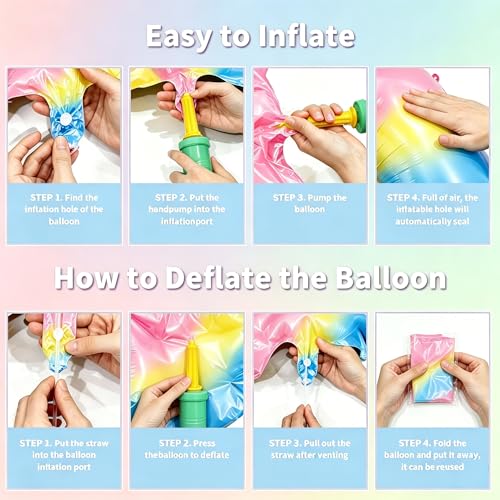 Image of Rainbow Number Balloons Birthday Balloons - Giant Number 60 Balloon 40 inch, Numbers Balloon Birthday Decorations, Rainbow Party Supplies for Baby Shower