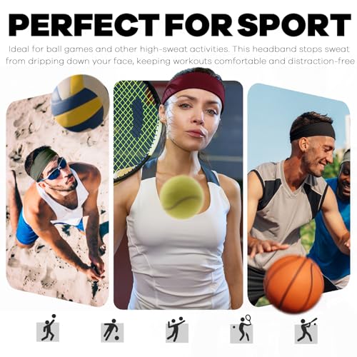 Image of Sweat Band, 5 Pack Headband Moisture Wicking for Running Sports