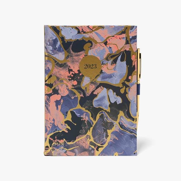 Paperchase A5 Purple Marble Daily 2023 Diary with Pen