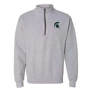 UGP Campus Apparel AQ07 – Michigan State Spartans Primary Logo Left Chest (1/4) Quarter Zip Sweatshirt – X-Large – Athletic Heather