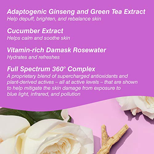 Coola Organic Rewakening Rosewater Mist Face Spray, Dermatologist Tested Skin Barrier Protection With Ginseng & Green Tea Extract, Vegan And Gluten Free, 1.7 Fl Oz #TOP4