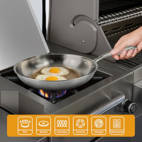 MISL HOME - Stainless Steel Pan - 3-Ply 26cm Frying Pan - Heavy Duty Stainless Steel Frying Pans with Firm Handle for Everyday Home Cooking and Searing - Ideal for Fish, Meats, and Family Meal - Image 9