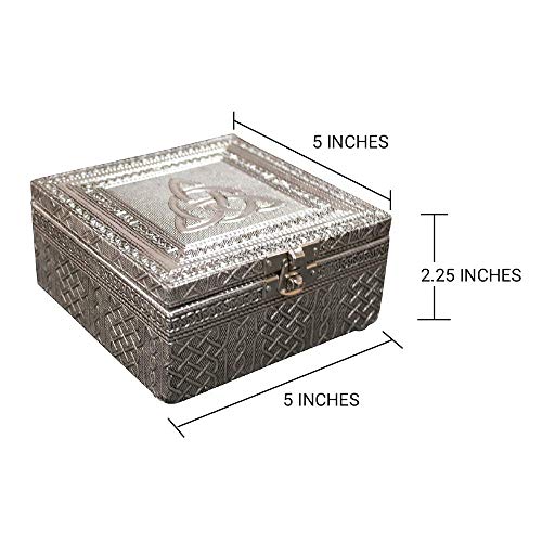 Vintage Jewelry Box Case | 9 Styles | Bronze Or Silver Metallic Metal Plating With Floral Accent Designs | Perfect For Earrings Necklaces And Rings (Silver Celtic Knot) #TOP5
