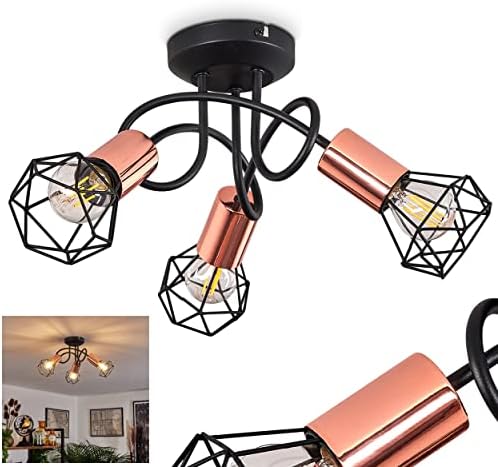 4-flammige Decken Leuchten schwarz/Kupfer Verstellbar Wohn Schlaf Zimmer Lampen