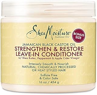 Shea Moisture Leave in Conditioner with Jamaican Black Castor Oil for Hair Growth, Strengthen & Restore, Vitamin E, Curly Hair Products Safe for use on Hair Color, 16 Oz