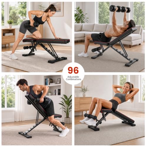 Adjustable Weight Bench, ASTM-Certified 660LB Workout Bench for Home Gym Item highlight: 95% Pre-Assembled Foldable Bench, 80% Space Saving, 8 Backrest Positions, Incline Decline Flat, Full Body Strength Training - image 9