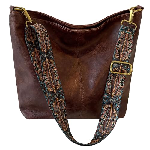 Image of Fashion Hobo Bags for Women Vegan Leather Crossbody Bag with Guitar Strap Shoulder Purses and Handbags