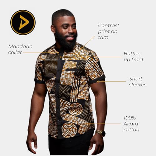 D'IYANU | Olu African Dashiki Shirt for Men – Comfortable African Attire – Short Sleeve Shirt in Regular & Plus Sizes3
