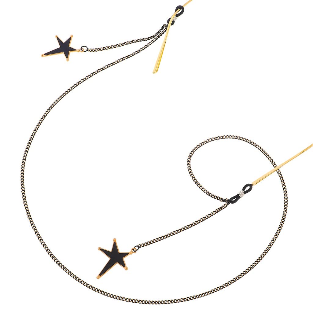 Brillenseil mit hängendem Hals, Schwarze unregelmäßige Sternanhängerkette, Sonnenbrille mit Brillenkette (D Talla ?nica)