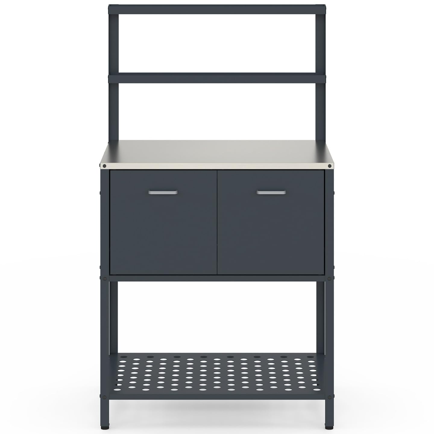Meuble de Cuisine extérieure Pareo 2 Portes 2 étagères Acier Gris Anthracite