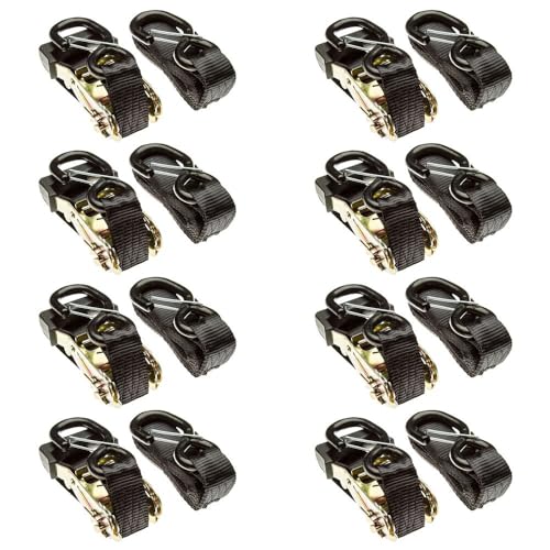 1-3/8" x 7' Ratchet Strap with S-Hooks - 8 Pack