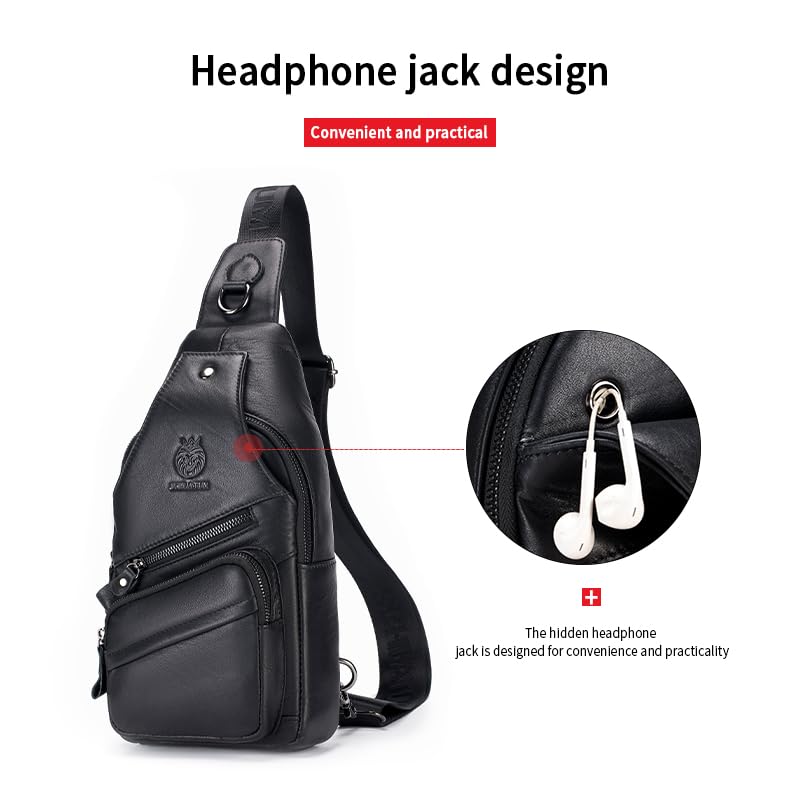 Image of Crossbody Bag for Men Genuine Leather Sling Bag Small Chest Shoulder Bag Durable Men Bag Crossbody