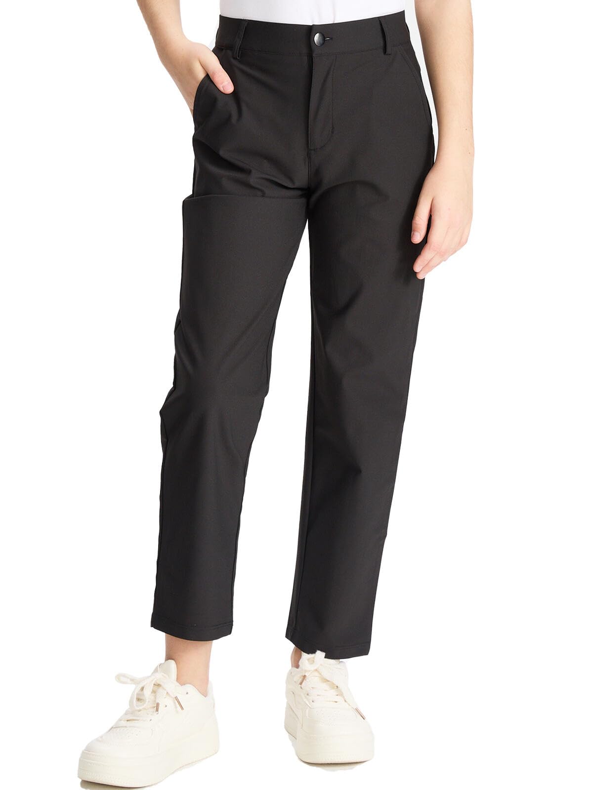 DEVOROPA Youth Boy's Golf Pants Quick Dry Athletic Chino Flat Front Pants Kids School Uniform Clothes