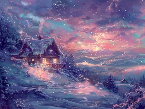 Broderie Diamant Chalet sous la Neige le cadeau créatif idéal pour adulte