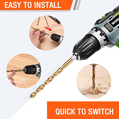 Valuemax Drill Bit Set, Hex Shank Impact Drill Bits With Storage Box, Titanium Coated Hss Twist Drilling Bit Kit For Metal, Steel, Wood, Pvc, Quick Change Design(13Pc, 1/16"-1/4") #TOP1