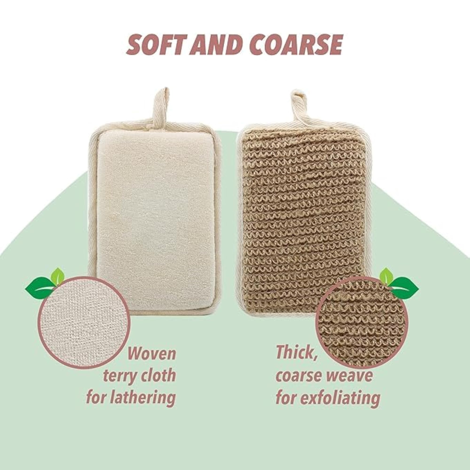 Square Hemp Exfoliating Loofah Sponge for Body Scrubbing