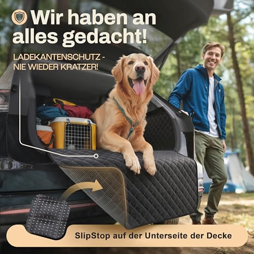 HELDENWERK Kofferraumschutz Hund gesteppt mit Seiten- und Ladekantenschutz I Hundedecke Auto Kofferraum Wasserdicht & Kratzfest I Universal Kofferraum Schutzmatte für Hunde